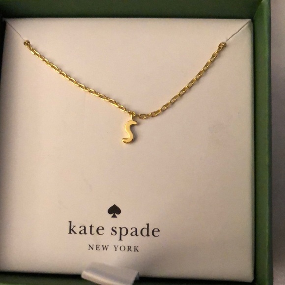 Kate Spade Gold Tone One In A Million Letter S Initial Pendant Necklace NWT Box - Picture 2 of 14